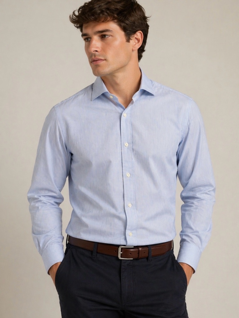 Ralph Lauren Light Blue Men's Dress Shirt - Spread Collar